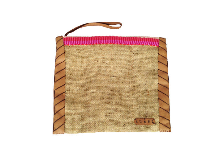 Vintage Burlap Clutch