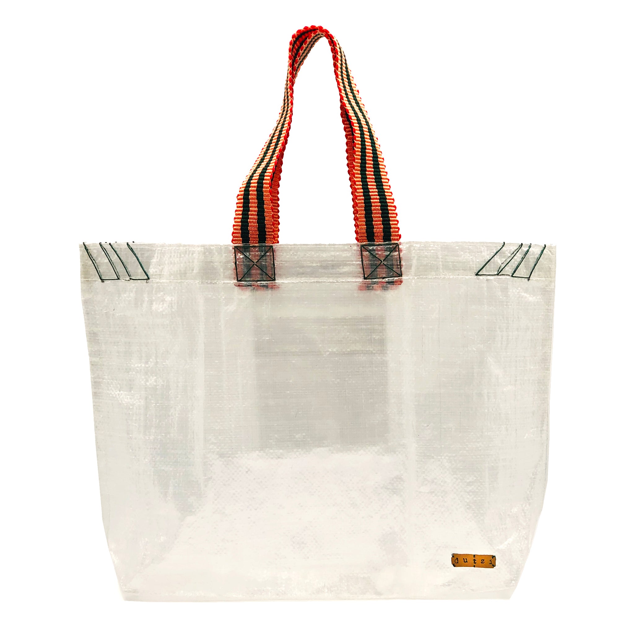 Transparent Raffia Tote with Colorful Strap