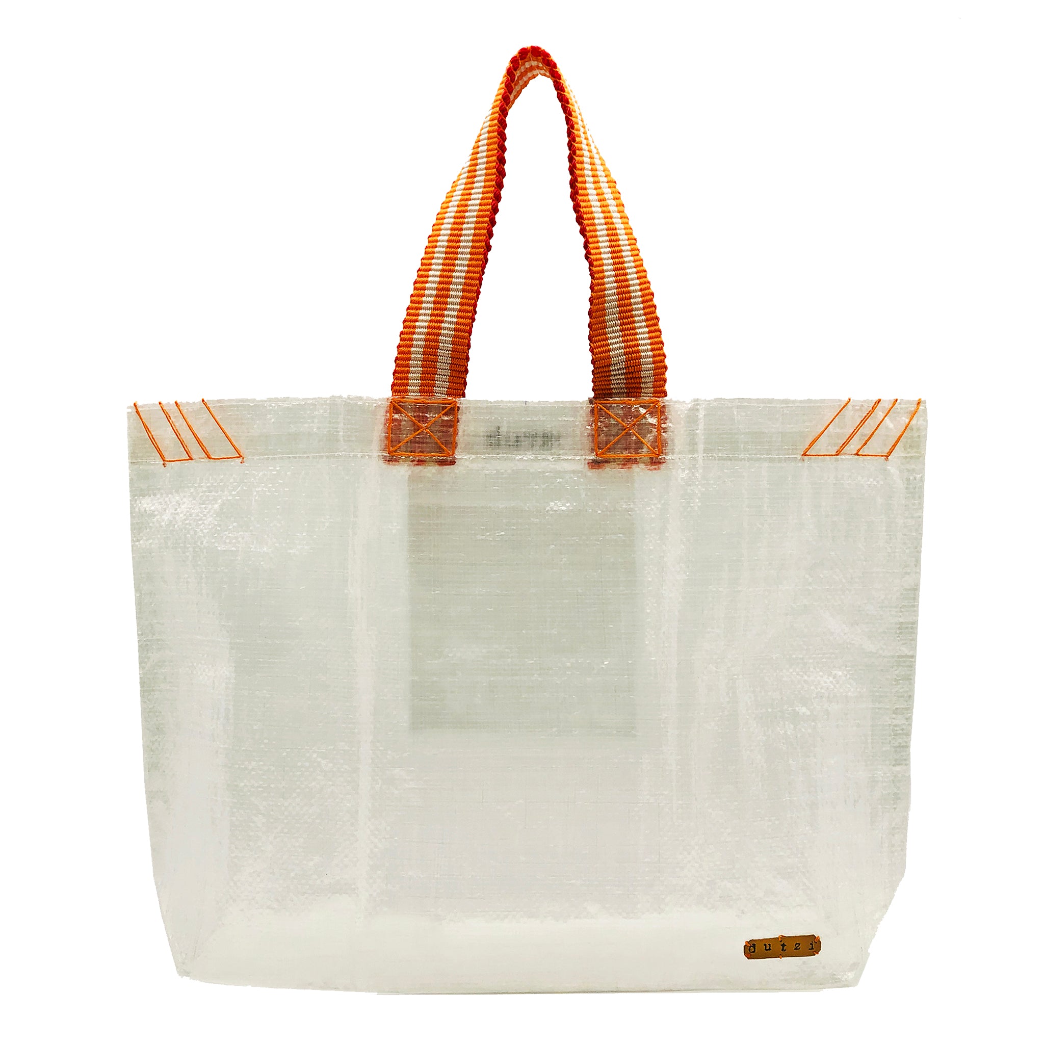 Transparent Raffia Tote with Colorful Strap