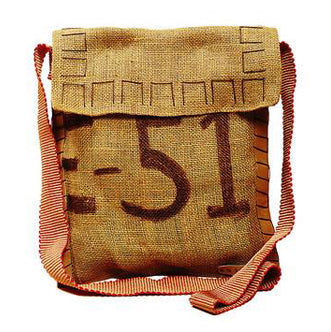 Vintage Burlap Shoulder Bag with Flap