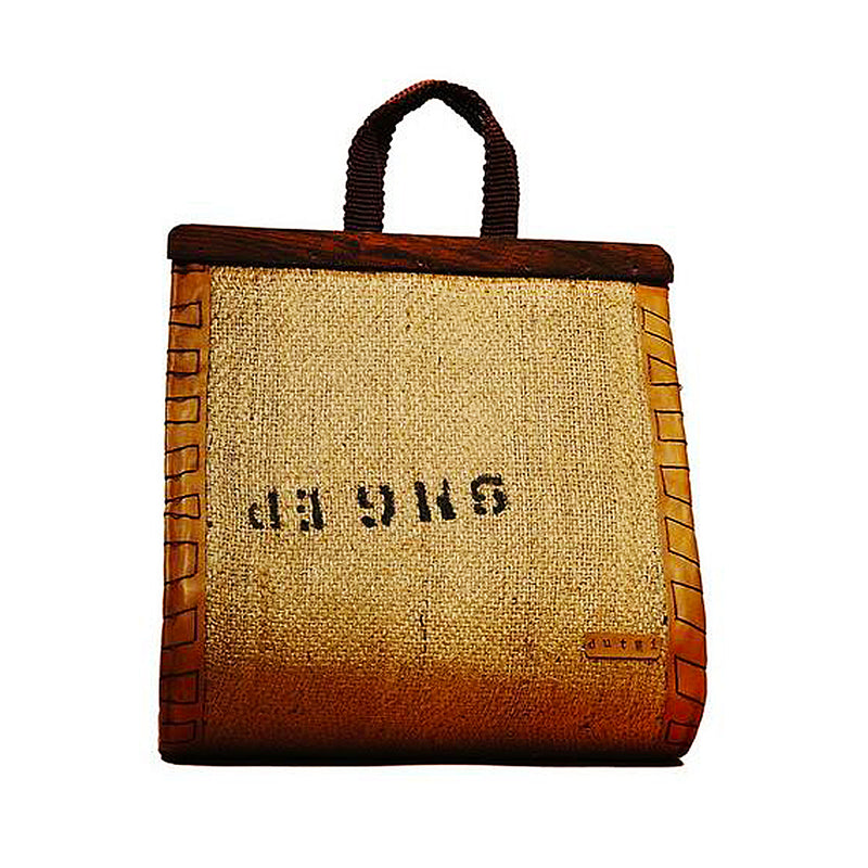 Dropshaped Tote with Tropical Wood Closure