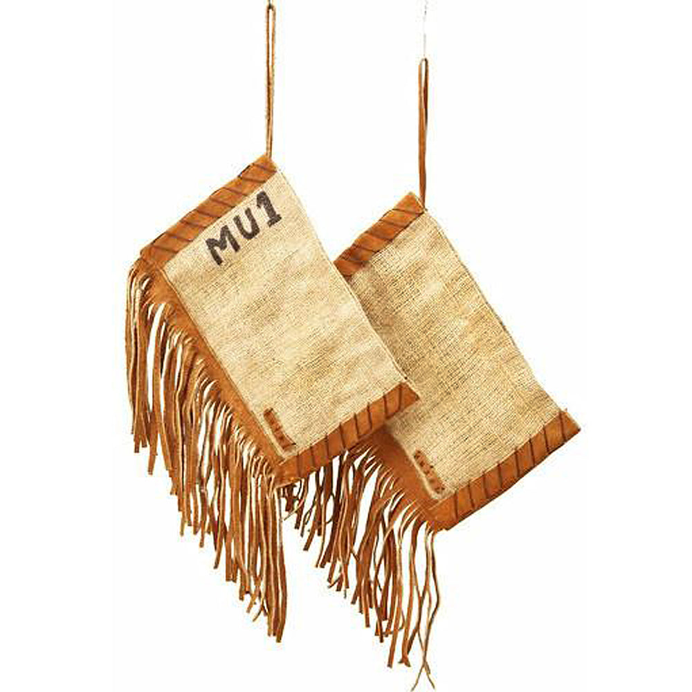 Vintage Burlap Fringe Clutch