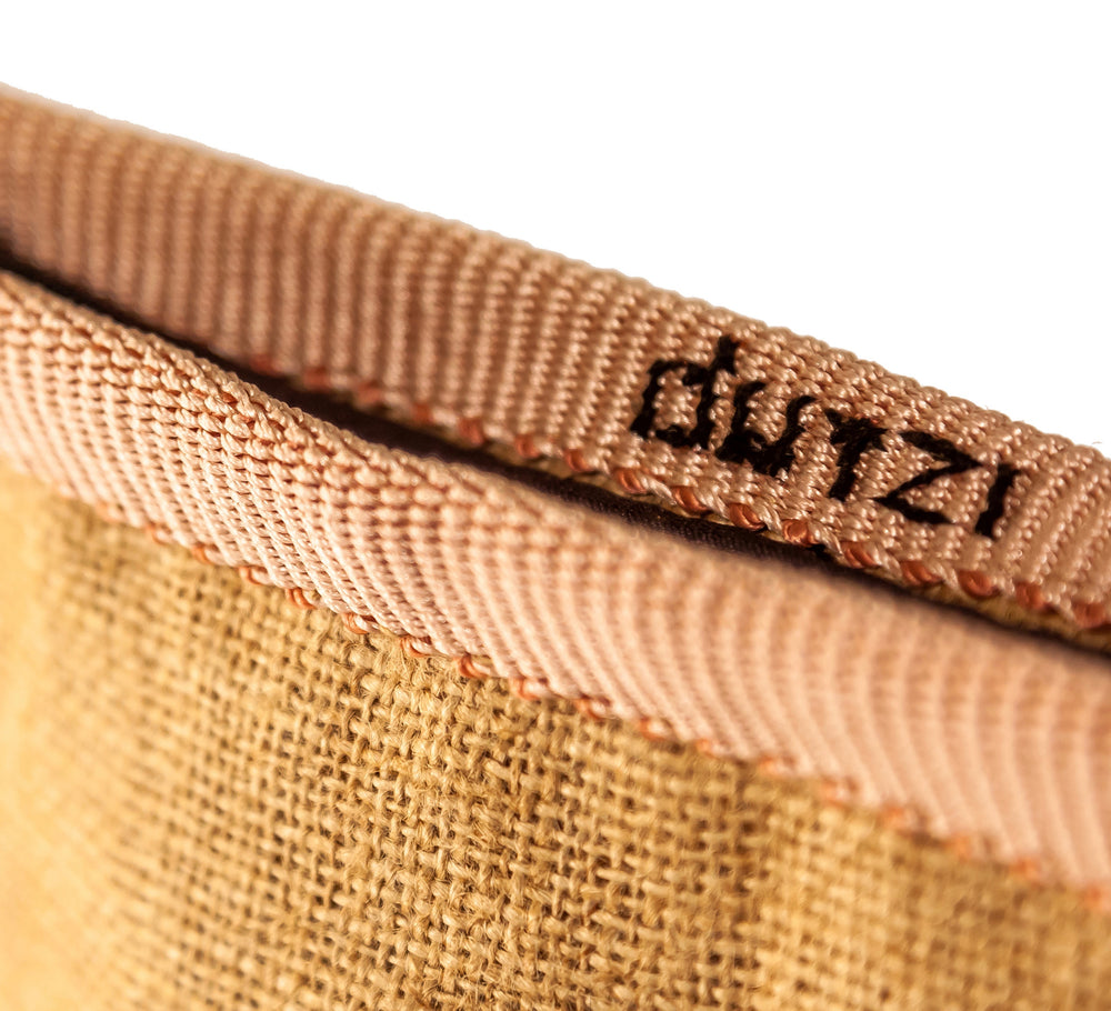 Vintage Burlap Pouch with Leather & Mecapal