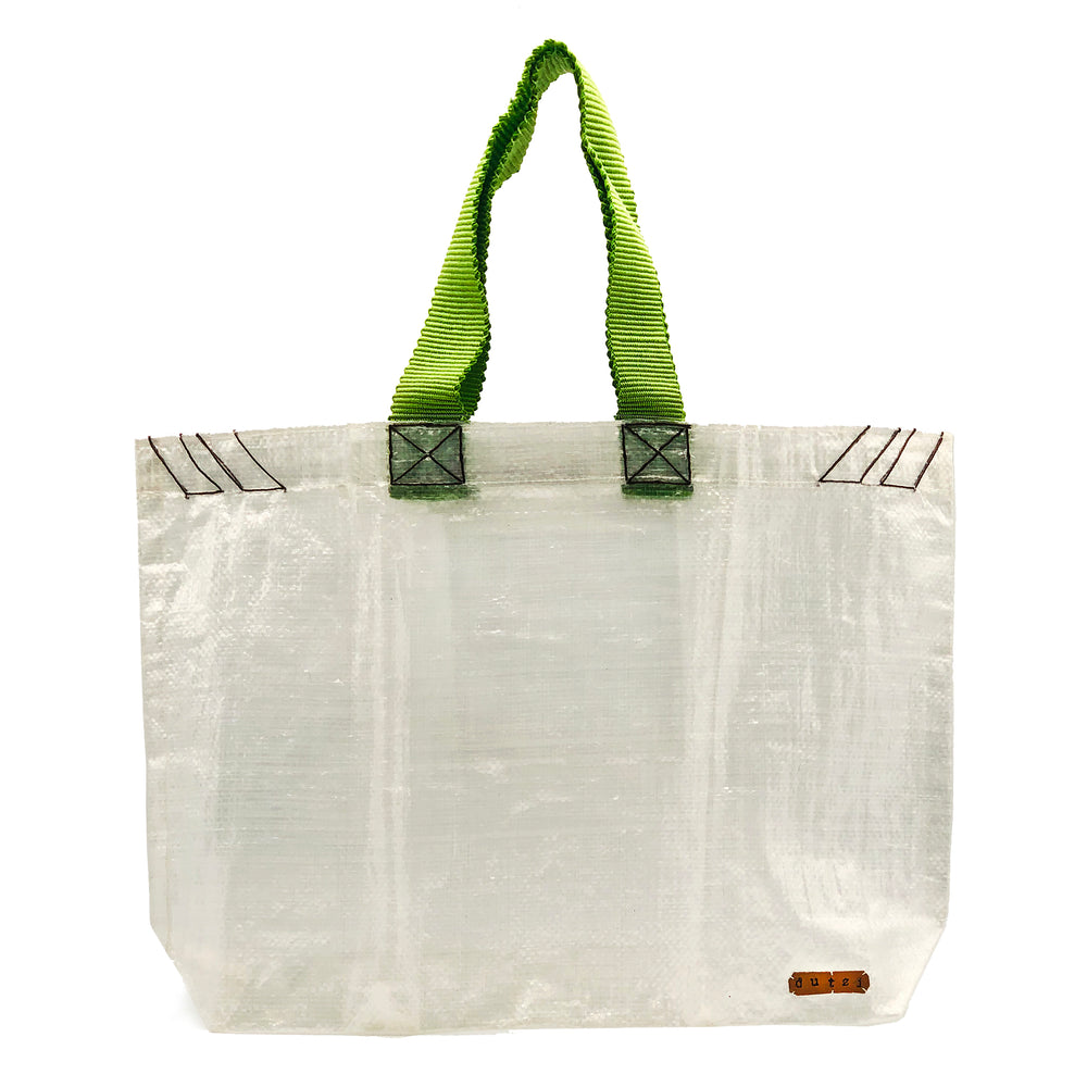 Transparent Raffia Tote with Colorful Strap