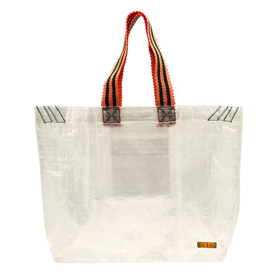 Transparent Raffia Tote with Colorful Strap