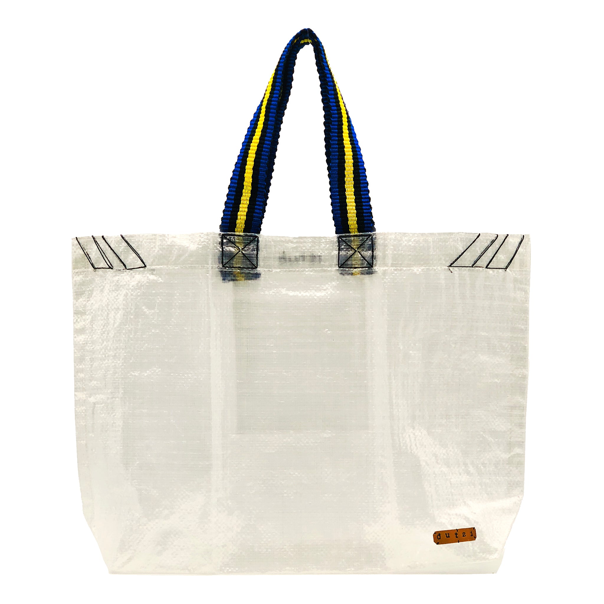 Transparent Raffia Tote with Colorful Strap