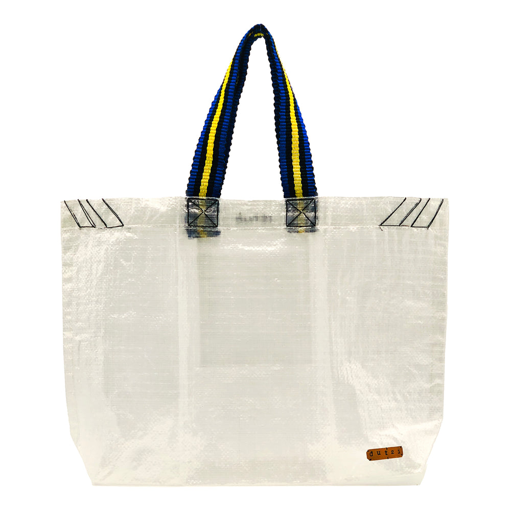 Transparent Raffia Tote with Colorful Strap
