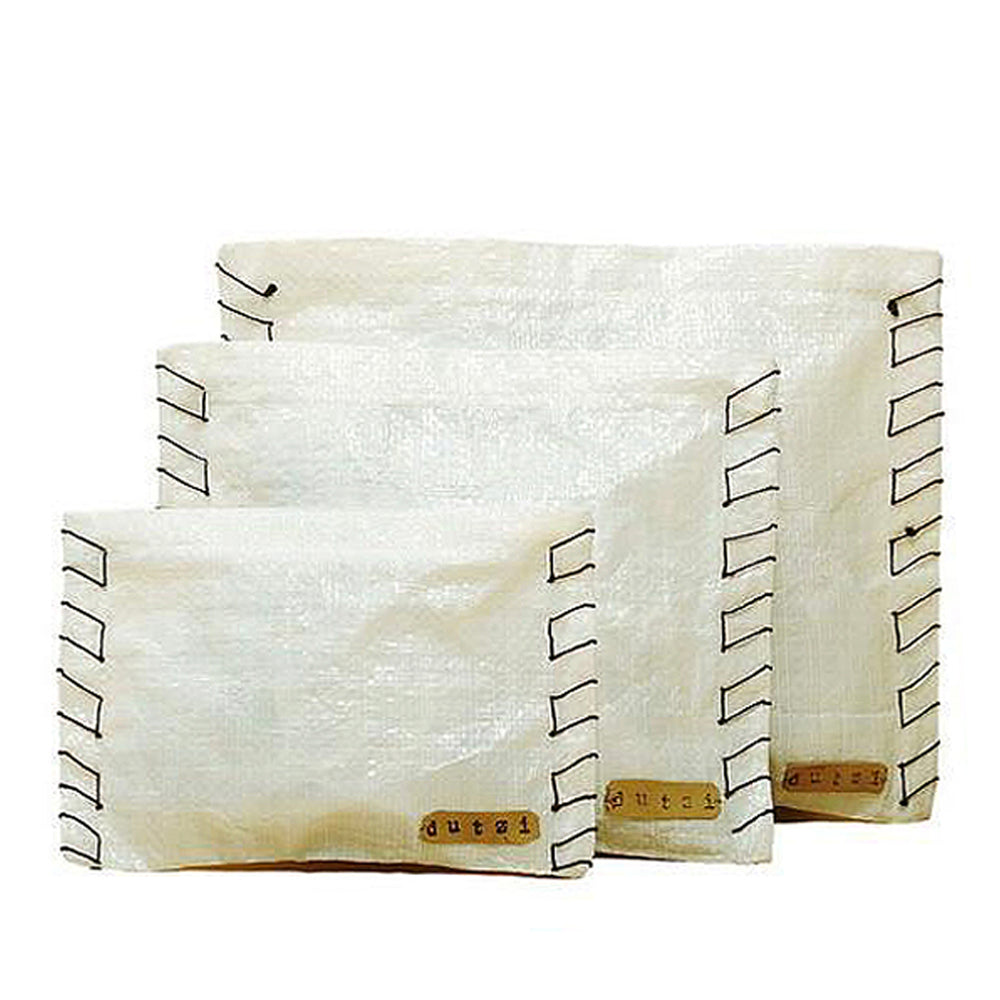 White Raffia Pouch